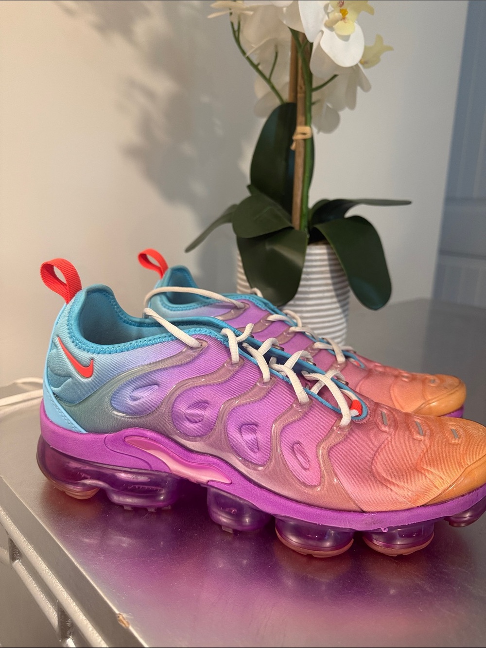 Nike Gradient Blue-Purple-Orange VaporMax-Style Athletic Sneakers